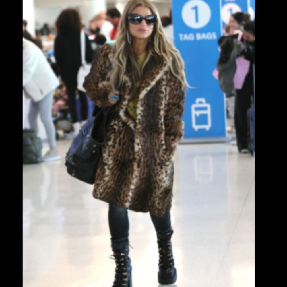Regal Faux Fur Leopard Print Coat Jacket Loose Oversized Animal Print Medium